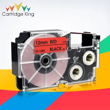 12 мм Совместимая лента для маркировки картриджей Casio XR-12RD Лента черного цвета на красном фоне для печати этикеток Casio KL-60 KL-120 KL-HD1 KL-P350W