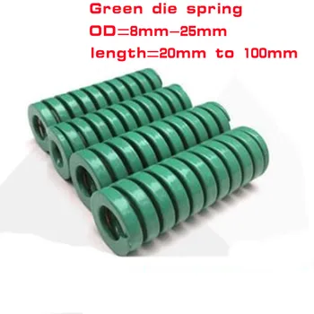 1PC Зеленая Спиральная Штамповочная форма для прессования с тяжелой нагрузкой, Пружинный Внешний диаметр 8-25 мм, Внутренний диаметр 4-12,5 мм, Длина 20-100 мм