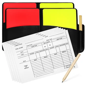 2 комплекта комплектов футбольных карточек рефери, карандашных листов для подсчета очков для футбола и волейбола