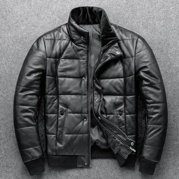 2023 New Men Sheepskin Leather Jacket косуха мужская Down and Cotton Winter Warm Jacket Men's Stand-up Collar дубленка мужская