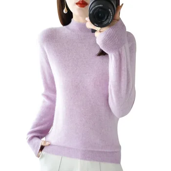 2023 Женский свитер с имитацией шеи, Толстый теплый базовый пуловер, Осень-зима, Трикотажный джемпер с длинным рукавом, модная Корейская нижняя рубашка
