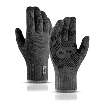 2023 Новые зимние мужские вязаные перчатки с сенсорным экраном, двухслойные теплые перчатки на открытом воздухе, плюс бархат, защищающий от холода, Лыжные виды спорта, Верховая езда