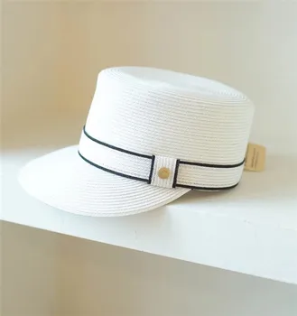 202401-xuxu chic ins лето Япония плоская корона Натуральное растительное волокно трава шляпа для верховой езды мужчины женщины козырьки кепки