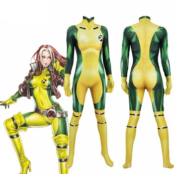 3D-печать фильма X MEN Rogue Косплей костюм для взрослых детей Зентай боди костюм комбинезон Костюм для вечеринки на Хэллоуин для женщин и девочек