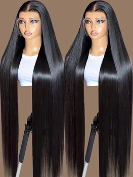 40 42 44 46 Дюймов 360 HD Парик с кружевом спереди Бразильский парик из человеческих волос с прямыми костями Прозрачный Парик с кружевом спереди 13X4 13X6 для женщин