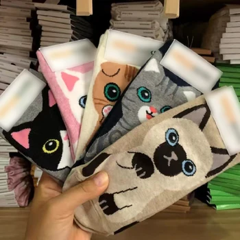 5 пар Хлопчатобумажных Коротких Носков с 3D Животными, Носки С Рисунком Кота и Щенка, Harajuku Kawaii, Женские Носки-Браслеты Для девочек, Дышащие Повседневные Носки Sox Осень