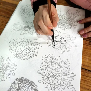 60 страниц Цветочная серия Китайская живопись, копирующая книжка-раскраска-антистресс для взрослых и детей 37x26 см