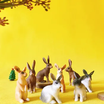 9 Шт кролик / крольчиха / сказочные садовые животные-гномы / террариум из мха для домашнего декора рабочего стола /бонсай / кукольный домик / миниатюры / принадлежности для поделок