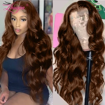 Body Wave 360 Кружевной фронтальный парик Шоколадно-коричневый HD Прозрачный Кружевной Фронтальный парик для женщин 13X4 Бразильский Объемный волнистый парик ali express