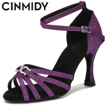 CINMIDY/ Новинка, хит продаж, Женская обувь для латиноамериканских танцев, Танго Сальса, Профессиональная обувь для бальных танцев для девочек, Женские свадебные туфли на каблуках
