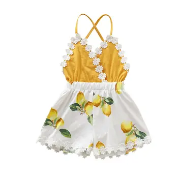 Citgeett Stap Комбинезон на бретельках для маленьких девочек, лимонный солнцезащитный костюм, летняя одежда с цветочным рисунком, милые наряды, повседневная одежда