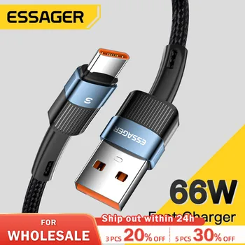 Essager 6A Type C USB Кабель Для Быстрой Зарядки Huawei P40 Pro P30 66 Вт Проводное Зарядное Устройство Шнур Для Передачи Данных Samsung S21 Ultra S20 Poco