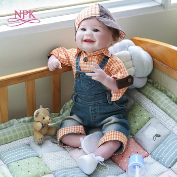 NPK 55 см мягкая настоящая сенсорная улыбающаяся кукла happy baby doll reborn bebe boy в натуральную величину 3 месяца, милая детская коллекционная кукла