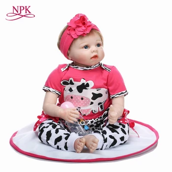 NPK кукла-реборн с мягким настоящим нежным прикосновением 22-дюймовая кукла для раннего развития силиконовые виниловые подарки для ребенка