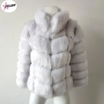 PULABO, осенне-зимняя шуба из искусственного меха, шуба из лисьего меха с длинной строчкой, пальто большого размера