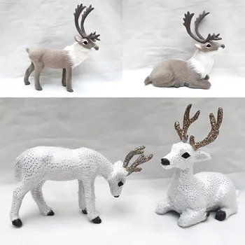 Simulation Christmas Sika Artificial Deer Reindeer Fairy Garden Miniatures Prop Shop Window Showcase Статуэтки Для Интерьера