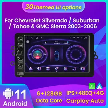 Автомагнитола для Chevrolet Silverado/Suburban/Tahoe и GMC Sierra Hummer Savan2003-2006 2Din Android 11 6 + 128 Г Carplay Авторадио WIFI