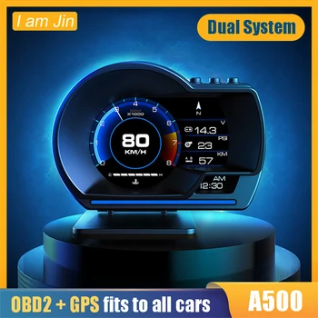 Автомобильный OBD2 + GPS Hud Бортовой Компьютер Head Up Display Автоматический Дисплей Smart Car HUD Датчик Спидометра Цифровой Одометр Охранная Сигнализация