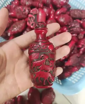 Антикварное украшение красный коралл нюхательный табак бутылка украшение дома офис креативный козел