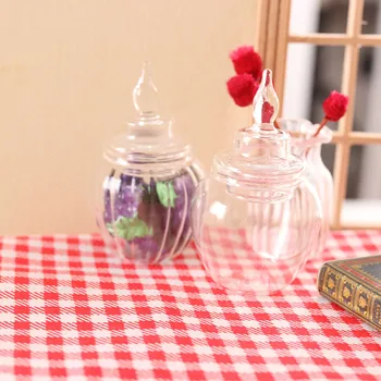 Банка для хранения кукольного домика 1: 12, бутылочка для конфет, миниатюрная модель сцены, мини-бисквитное печенье, Макарон, стеклянная банка для выпечки