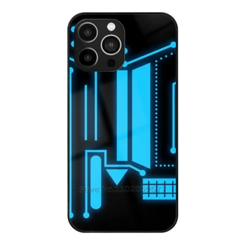 Вдохновленный Tron Чехол Из Закаленного Стекла с Голубым Свечением Для Iphone 14 13 12 11 Pro Max X 7 8 Plus 6S 5S Case Мягкий Силиконовый Чехол Для Телефона