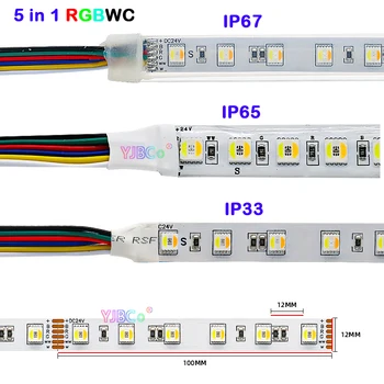 Высокая яркость SMD 5050 60 96 LED/m 5m 5 в 1 RGBCCT Светодиодная лента DC 12V 24V RGB + CW/WW RGBWC Цветовая Температура световая лента Лента