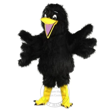 Высококачественная изготовленная на заказ одежда для карнавальных представлений в костюме талисмана черной птицы.