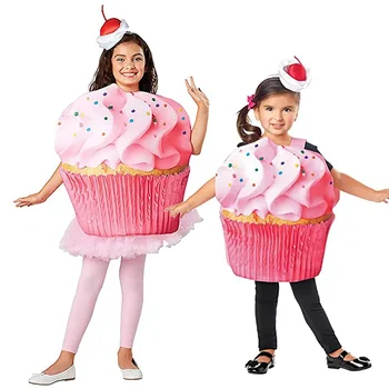 Детский костюм для кексов и конфетти, платье для девочек, сладкий Розовый торт, женский костюм на Хэллоуин для детей, карнавальный наряд на Пурим