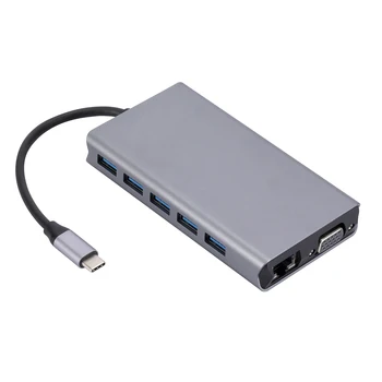Док-станция 13 в 1 4K HDMI-Совместимый USB-концентратор PD 100W Multi USB Splitter Беспроводная Зарядка HDMI-Совместимая Док-станция VGA