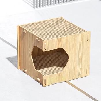 Доска для царапин Cat Cat Nest Встроенная износостойкая доска для царапин без сколов, прочный домик для кошачьих лап из гофрированной бумаги Cat