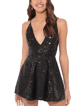 Женское мини-платье с пайетками, сексуальное блестящее облегающее короткое платье с запахом, коктейльное платье для вечеринки