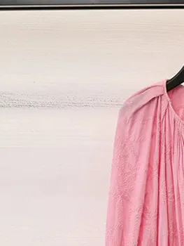 Женское розовое мини-платье с вышивкой, оборки на шнуровке, оборки с длинным расклешенным рукавом, женские халаты, весна 2024 г.