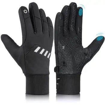 Зимние спортивные перчатки на открытом воздухе, плюшевые, износостойкие, амортизирующие, перчатки с сенсорным экраном, велосипедные перчатки