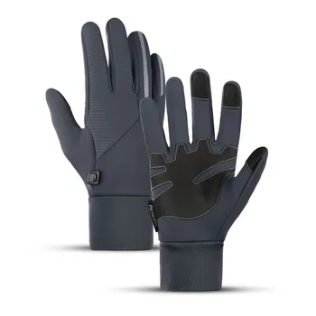 Зимние теплые велосипедные перчатки с теплым сенсорным экраном, ветрозащитные перчатки для ладоней, альпинистские походные перчатки