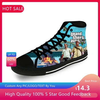 Игра GTA 5 Grand Theft Auto, повседневная забавная ткань с 3D принтом, Модная парусиновая обувь с высоким берцем, мужские Женские легкие дышащие кроссовки