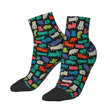 Классные кошки. Забавные, милые, красочные Носки-капибары с рисунком домашних животных, дорожные носки с 3D принтом для мальчиков и девочек до середины икры