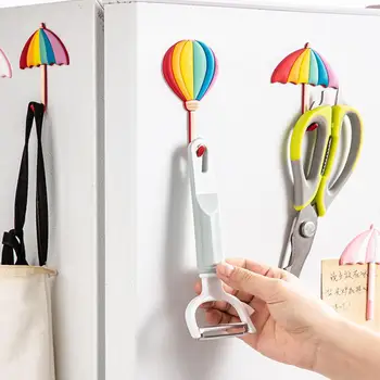 Компактный крючок для магнита на холодильник, Красочный радужный зонтик, воздушный шар, Магнит на холодильник, Причудливое украшение из смолы для дома для сообщений