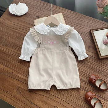 Комплект детской одежды MILANCEL, рубашка в цветочек для малышей и детский комбинезон в целом