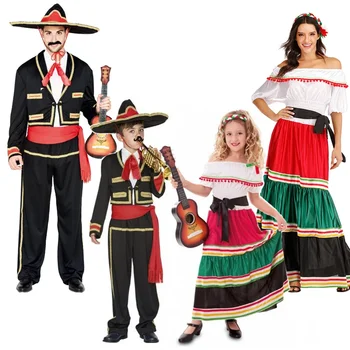 Костюм на Хэллоуин Мексиканский костюм для взрослых Традиционный костюм Сеньориты Мужчины Косплей Матадора Дети Мексиканский маскарадный костюм Косплей
