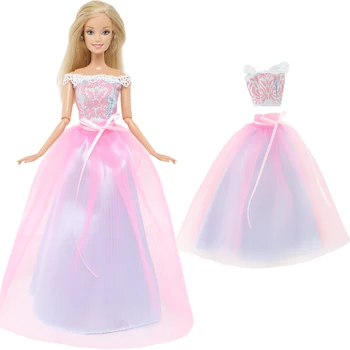 Кукольное платье ручной работы, Розовая кружевная свадебная одежда принцессы, мини-платье, топы с принтом, одежда для куклы Барби, Аксессуары, детские игрушки в подарок
