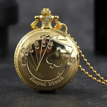 Лучшие подарки Дизайн кварцевых карманных часов Ожерелье с игральными картами, карманные часы для мужчин и женщин