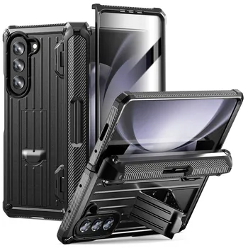 Магнитный Шарнир Slide Pen Slot Чехол Для Samsung Galaxy Z Fold 5 Чехол-Подставка 5G Встроенная пленка Armor Bracket Cover для Fold3 4 Case