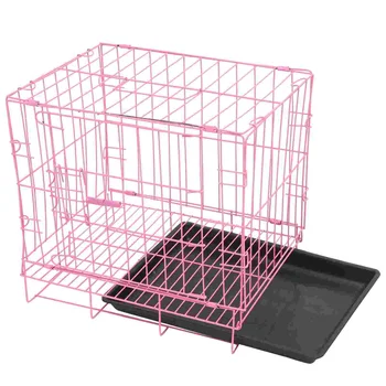 маленькая клетка, складной металлический ящик-клетка для кроликов kennell cage с подносом для путешествий в помещении на открытом воздухе, 13 7/ 19 7