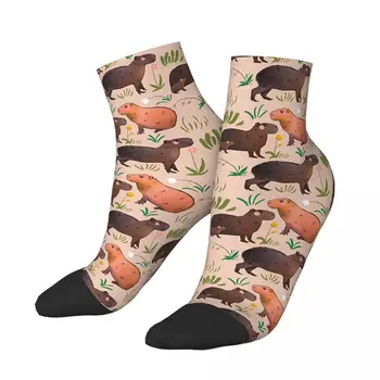 Милые зеленые и коричневые носки-капибары с рисунком животных, 3D-принт, носки до середины икры для мальчиков и девочек