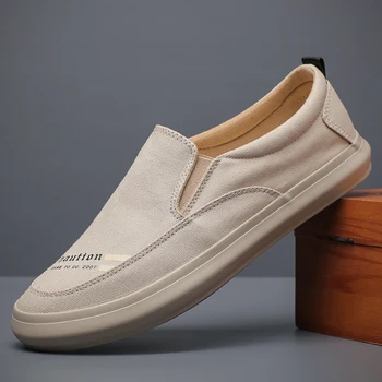 Мужская парусиновая обувь нового стиля, весенняя обувь для отдыха, нескользящая рабочая обувь для водителя, легкая дышащая мужская обувь на шнуровке # 23048