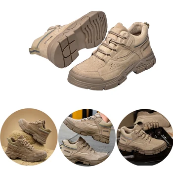 Мужские прогулочные кроссовки из кожи с защитой от прокалывания, легкие кроссовки, износостойкие, дышащие для весны-осени