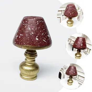 Настольная лампа для кукольного домика ручной работы Винтажная модель мебели для имитации дерева Миниатюрная настольная лампа для украшения Кукольного Домика