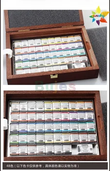 немецкий оригинальный набор акварельных красок schmincke 24 48 цветов, деревянная коробка, Пигмент для акварельного рисования, принадлежности для студентов-художников
