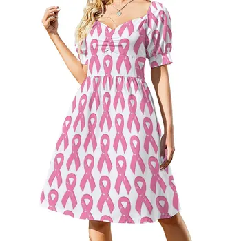 Новая лента для повышения осведомленности о раке молочной железы с цветочным рисунком, платье без рукавов, женское летнее длинное платье, одежда для женщин