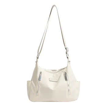 Новая сумка Женская сумка Модная белая простая модная нейлоновая сумка через плечо в корейском стиле большой емкости